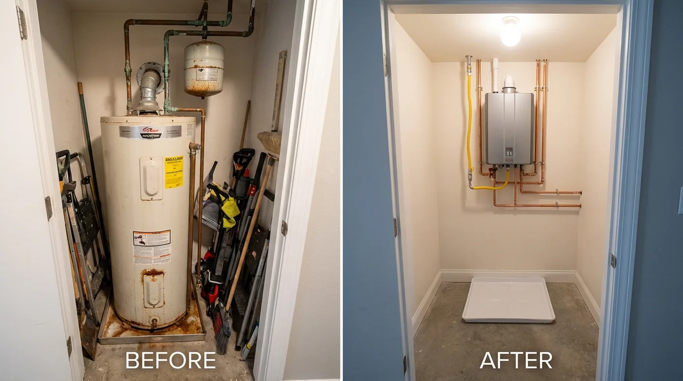 Tank water heater versus wall-mounted tankless unit comparison for Minneapolis, MN homeowners